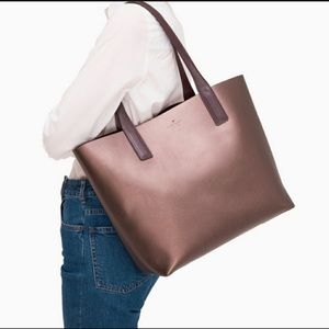 kate spade arch reversible tote bag metallic pecan